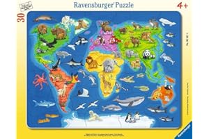 Ravensburger - Puzzle Enfant - Puzzle cadre 30-48 pièces - Les animaux dans le monde - Fille ou garçon dès 4 ans - Puzzle de qualité supérieure - Carton épais et résistant - Animaux - 06641