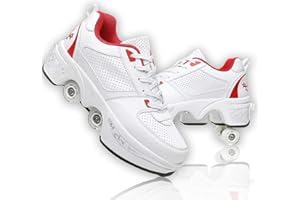 JINFUGRON Chaussure Roller Fille Patin a Roulette Chaussures de Skateboard Rollers Quad avec 4 Roues, Basket Roller Enfant pour garçons et Filles