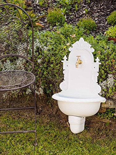 Waschbecken Wandbrunnen Wein Garten Alu weiss antik Stil Brunnen Waschplatz Bad - 2