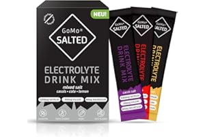 GoMo SALTED Hydration Aid | Elettroliti senza zucchero | migliore assorbimento dell'acqua e idratazione rapida | 30 porzioni singole di polvere elettrolitica con sale alpino svizzero | Gusto misto