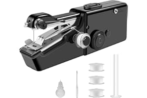 ROEJUYY Handheld Sewing Machine, Mini Sewing Machine for Beginners, Small Sewing Machine, Portable Sewing Machine with Extra Bobbin/Needle for Home/Travel DIY Clothing, Curtains, Fabric, Crafts(Black)