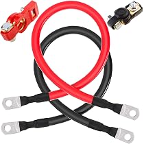 URAQT Cavo Batteria, 2 Pezzi 16mm² 30cm Cavo Batteria Auto, 5AWG Cavo della Batteria dell'Auto, Cavi Inverter Batteria con Occhielli per Energia Solare, Auto, RV, Marine