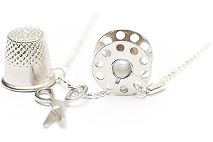 Miniblings Set di 3 Cucitura Cucitura Catena 80cm Forbici sarta Rocchetto ditale