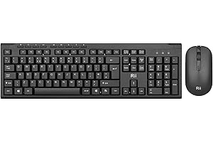 Rii Wireless keyboard and Mouse,Standard Full Size Wireless Keyboard and Mouse for Work Office Home UK Layout (Battery not Included)