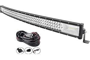 AUXTINGS 106cm 540W Curva LED Barra de luz 7D Lente Spot Inundación 3 Filas LED Luz de Conducción con el Kit de arnés de cableado para Fuera del Camino Vehículo Todoterreno 4x4 tracción,CC 12V 24V