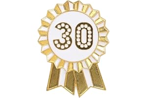 Talking Tables 30th Birthday Badge, Metal Happy Birthday Badge for Girls, Boys, Adults & Kids, Gold Rosette, Reusable Metal Pin, Milestone 30th Party Accessory, Keepsake, Birthday Decoration 4.5cm