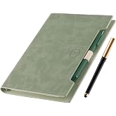 Classic Leather Notebook, Refillable Notebook with Lined Pages, A5 Business Notebook with Pockets/Pen Holder/Pen Holder, 100g