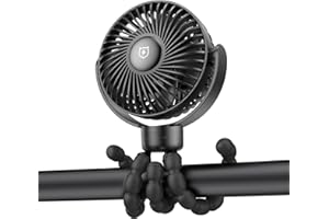 SMARTDEVIL Ventilatore USB,Versatile con Batteria da Flessibile Treppiede,3 Velocità, Forte Flusso d'aria, Silenzioso Ventola USB Portatile,per per Passeggino,Tapis Roulant,Tenda,Viaggiare(Nero)