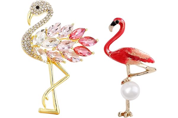 CHROMACRAFT Flamingo Brosch, Mode Och Kreativa Broscher, Elei-Broscher, Strass-Broscher För Kläddekoration, Rosa, Taglia Unic
