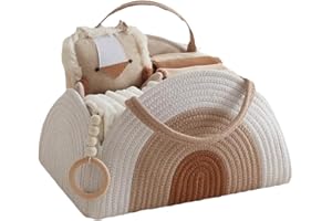 Afenau Organizador de Pañales, Cesta Organizadora Bebe con Compartimentos Desmontables y Manejar, Portatil Organizador Pañales Bebe, Cesta Pañale Bebe, Regalo para Recién Nacidos