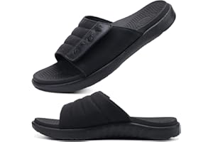ONCAI Sandales pour Hommes Sangles Réglables Orthotique Bout Ouvert Sports Slides avec Souple Confortable Support de la Voûte Pantoufles Taille 40-49