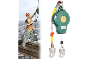 HIULLEN Height Safety Device, 10 m Retractable Fall Protection, Portable Fall Protection Collection Device, Personal Fall Limiter, Fall Protection, Abseiling Device for Roofers and Aerial Work,