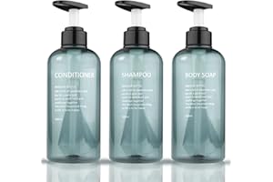 NUTS OT NUTS Butelki na szampon do napełniania, dozownik mydła, tworzywo sztuczne, z pompką, niebieskie, 500 ml, 3 sztuki, dozownik szamponu, pusta butelka na żel pod prysznic, dozownik do łazienki