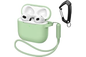 MATEPROX Silikonowe etui kompatybilne z Airpods 4 2024, odporny na wstrząsy futerał ochronny ze smyczą i brelokiem, odporne na zadrapania etui na Airpods 4. generacji-miętowy zielony