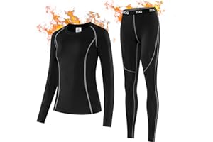 ZDQ Conjunto Ropa Interior Térmica Mujer Transpirable Manga Larga Invierno Termicos Pantalon para Running Esqui Ciclismo