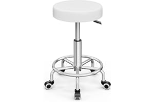 CYYKCC Swivel Stool Chair, Rolling Drafting Stool Chair with Height Adjustable Base for Office and Massage Spa Medical Salon Tattoo Beauty Barber (White)