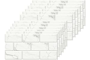 HLWDXNO1 White Brick Tile Stickers for Bathroom Kitchen Waterproof Vinyl Stick on Tiles Backsplash Self Adhesives Wall Tile Transfers Peel and Stick Tile Decals for Living Room - 30x15cm (24 Sheets)