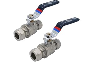 UNVENTED COMPONENTS EUROPE Ball Valve Full Bore Black Lever Compression, 15mm, 22mm and 28mm, Chrome Plated Brass (15mm, 2)