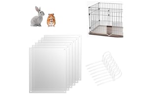 mongtsamz Forro de Bordes Jaula para Mascotas, 6 Piezas Transparente Protección para Jaula de Conejo 26 x 21 cm con 100 Bridas para Conejos Cobayas Hámsters y Parques Infantiles