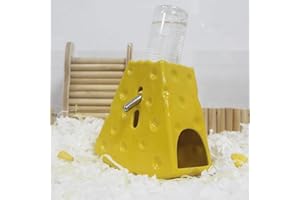 Kelivi Hamster Water Bottle for Glass Tank, Adjustable Hamster Water Bottle Holder 125ML Syrian Hamster Water Bottle with Widen Bottom Stand Anti-Fall, Ceramic Cheese Water Dispenser for Mice Gerbil