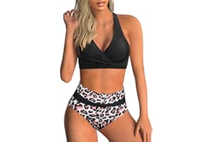 Adigaber Donna Costume da Bagno Push Up Imbottito Reggiseno Bikini Donna Due Pezzi Stampa Floreale Bikini Regolabile Costume da Bagno