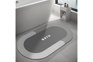 DOLIC Doilc Bath Mat Rug for Tapis de Bain Tapis de Salle de Bains en Caoutchouc Antidérapant à Séchage Rapide, Tapis Fin pour Sol de Salle de Bain, Baignoire, Cuisine, Toilettes avec Couche Absorbante