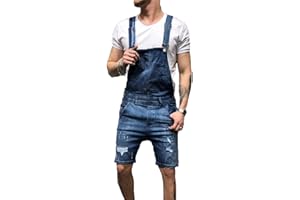 EACH WOMEN Herren Jean Shorts Denim Latzhose Stretch Lässige Shorts Denim Overall Herren Short Denim Overalls