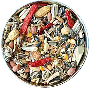 Pets Exotic Seed Mix with Fruits and Nuts, Added with Spirulina and Cuttlefish Bone, Bird Food for Large Parrots, Macaw, Cockatoo, 450 g