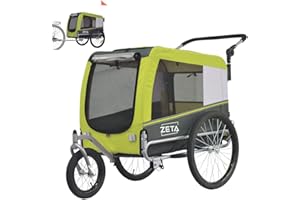 PAPILIOSHOP ZETA Rimorchio carrello per bici passeggino trasporto cane animali (Verde M)