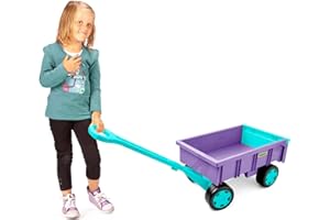 WADER Bollerwagen, Handwagen bis 60kg, Schubkarre mit beweglicher Anhängerklappe, Ab 1 Jahr, violett-türkis
