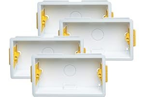 BRITE-R 4X Pack Double 2-Gang 35mm Dry-Lining Back Box Electrical Wall Knockout Recessed Flush Mount Deep Pattress Dry Lining Partition Walls Switches Sockets Fused Spur Euro Module Faceplates - Yellow