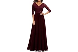 Daisyaner Damen Elegant Maxi Lang Abendkleid V-Ausschnitt Hochzeit Brautjungfernkleider