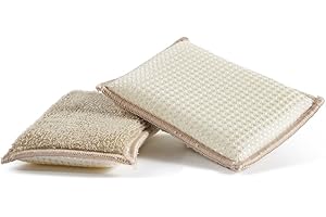 PERFETTO Perfekt ECO Bamboom Schwamm, Schreibtisch, Mehrfarbig, 13 x 9 x 2.5 cm, 2 Einheiten