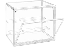 TSKDKIT Vetrina Espositiva Teca Acrilico Vetrinetta per Collezionismo 27x22x17cm Trasparente Espositore con Porta Antipolvere Teca per Lego Modellismo,Pop Mart,Figure(Ripiani Rimovibili a 2 Livelli)