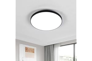 SENQIU Lampara LED Techo Moderno 24W 6500K Blanco Frio Plafon Led Techo Redondo Negro IP54 Impermeable Luz Led para Baño, Cocina, Pasillo, Sala de Estar, Ø27cm