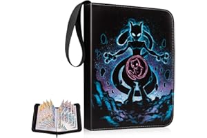 SUDWASI Trading Card Binder with Zipper,Trading Card Holder with Sleeves,Trainer Trading Card Album,Removable Card Holder 50 Pages, Can Hold 400 Cards,Card Folder Gifts for Boys Girls Collector