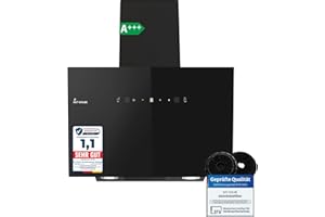 KKT KOLBE Dunstabzugshaube 60cm | Umluft Abluft | 782cbm/h | Wandhauben Kopffrei | Schwarz | Glas | Gestensteuerung | SensorTouch Bedienung | LED-Beleuchtung | TRIO6025S