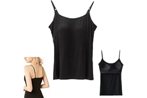 SBYMX Women Cotton Camisole with Shelf Bra-2 in 1 Camisoles Tank with Built-in Bra -Camisole Tanks Built-in Bra Adjustable Spaghetti- Jersey Camisole