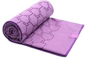 Eunzel Yoga Towel for Hot Yoga,Non-Slip Double Sided Silicone Grip Towel Absorbent Microfiber Towel for Hot Yoga, Vinyasa and Power 26.5"X72", Purple