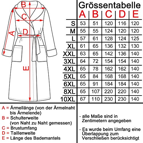 Frottee Bademantel mit Schalkragen, 430 g/m², marine, blau, schwarz, weiß, Morgenmantel, Saunamantel, auch Übergrößen bis 10XL - 2
