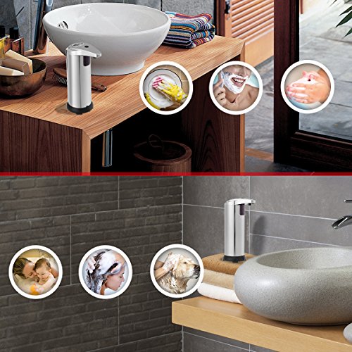 Automatische Seifenspender von TAPCET 280ml Seifenspender mit wasserdichtem Gehäuse, Chrome Rostfreien ABS - 6