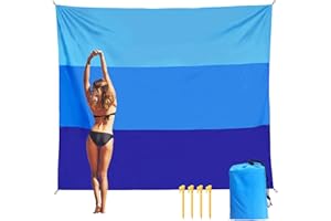 ESTVIIG Stranddecke Sandfrei Strandmatte, 250cm x 210cm XXXL Große Strandmatte Wasserdicht & Sandfest, Ultraleicht Kompakt Campingdecke mit 4 Heringe, Stranddecke für Strand Campen Picknick Ausflüge