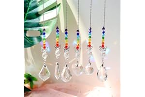 HOLLYLIFE 6 Piezas Bola de Cristal Prisma Suncatcher Mariposa Colgante de Cristal Suncatcher Mano para Ventana Boda Jardín Sala de Estar Dormitorio, Decoración Interior y Exterior Cristal Prisma Colgante