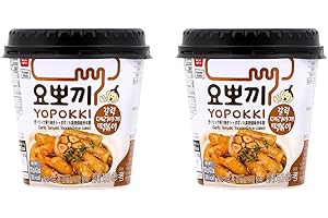 INCYTEFC Young Poong Yopokki Tteokbokki Cup Traditional Korean Topokki Ddukbokgi Instant Rice Cake Stick Snack (2, Garlic Teriyaki 120g)