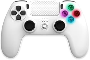 Freaks and geeks Manette Sans Fil Blanche pour PS4 Avec Prise Jack pour casque Blanc