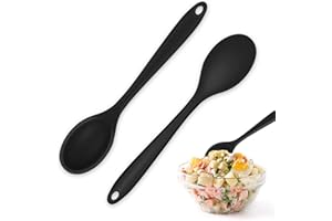 ASTER Cucchiai da cucina in silicone, 2 cucchiai da portata resistenti al calore, cucchiaio da miscelazione in silicone per cucina cottura cottura mescolando strumenti di miscelazione