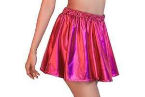 Zookey Jupe plissée évasée Brillante Jupe métallique Jupe en Ligne Jupe Patineuse Taille Haute Jupe pour Femmes et Filles