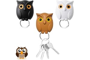 Vordpe 3 szt. uchwyt na klucze do sowy, uchwyt na klucze do ściany, magnetyczny uchwyt na klucze, sowa, uchwyt na klucze, automatyczne otwieranie i zamykanie oczu