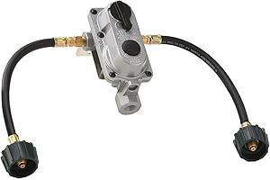 Flame King (KT12ACR6 2-Stage Auto Changeover Propane Gas Regulator with 2 12 Pigtails