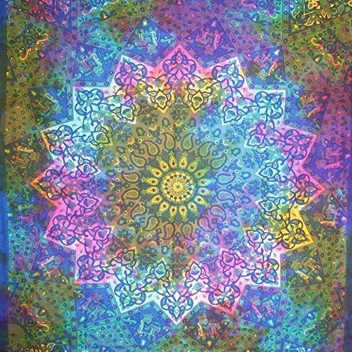 HegaHega Jaipuri Rajasthani Handcrafted Ombre Mandla WALL DECOR HIPPIE TAPESTRIES BOHEMIAN MANDALA TAPESTRY WALL HANGING INDIAN THROW SBS056